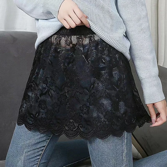 Shirt Extender Women Lace Mini Skirt Adjustable Layering Fake Top Lower  Sweep Lace Half-Length Split Skirt - AliExpress