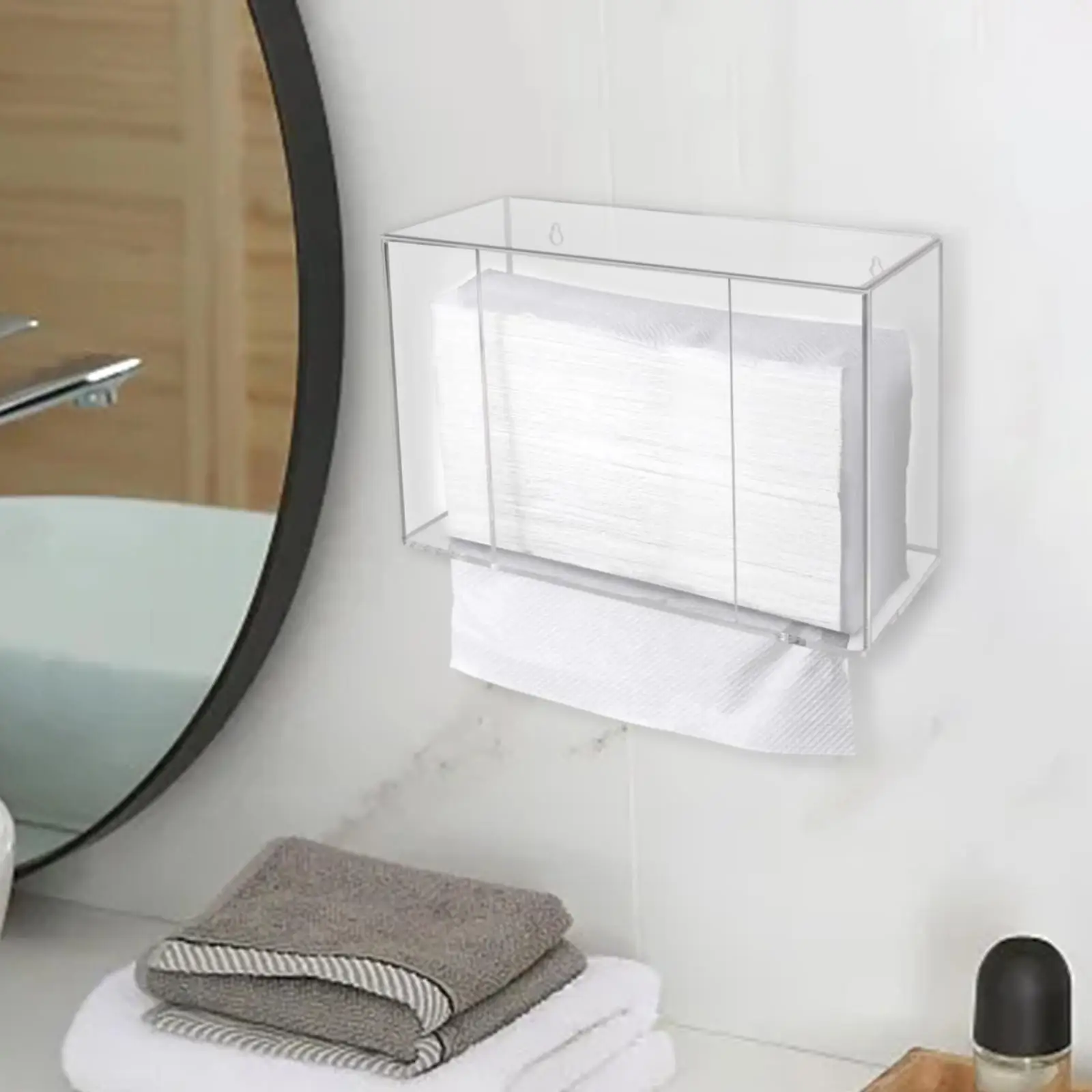 Tissue Holder Wall Mounted Paper Towel Holder Clear Tissue Dispenser Box for Home Decorative Hotel Bathroom kitchen Room