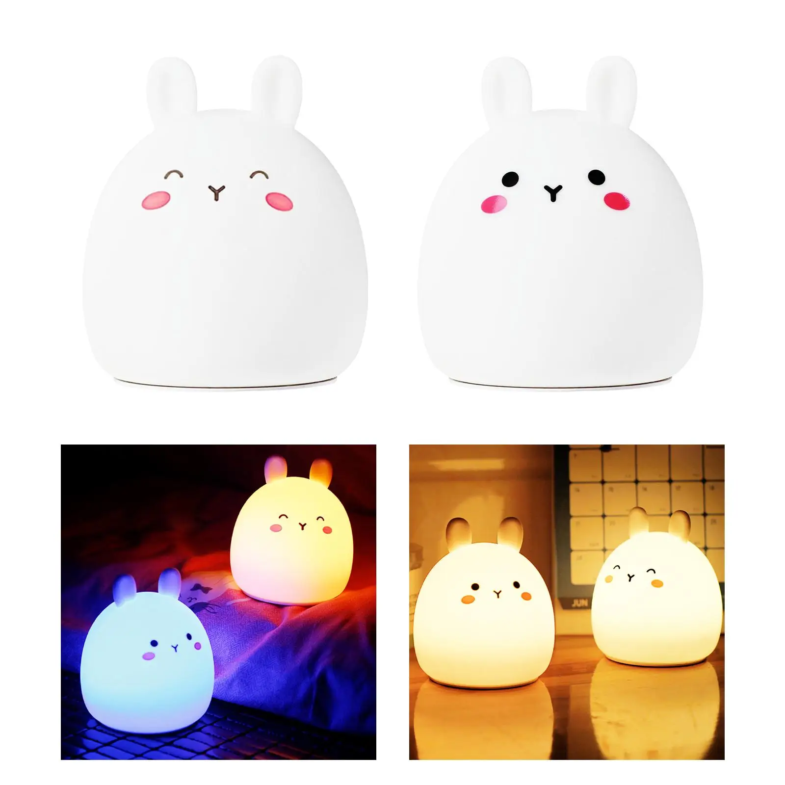 LED Bunny Night Light Portable Touch Control Nightlight Color Changing Table Lamp Rabbit Lamp for Kids Baby Breastfeeding Decor