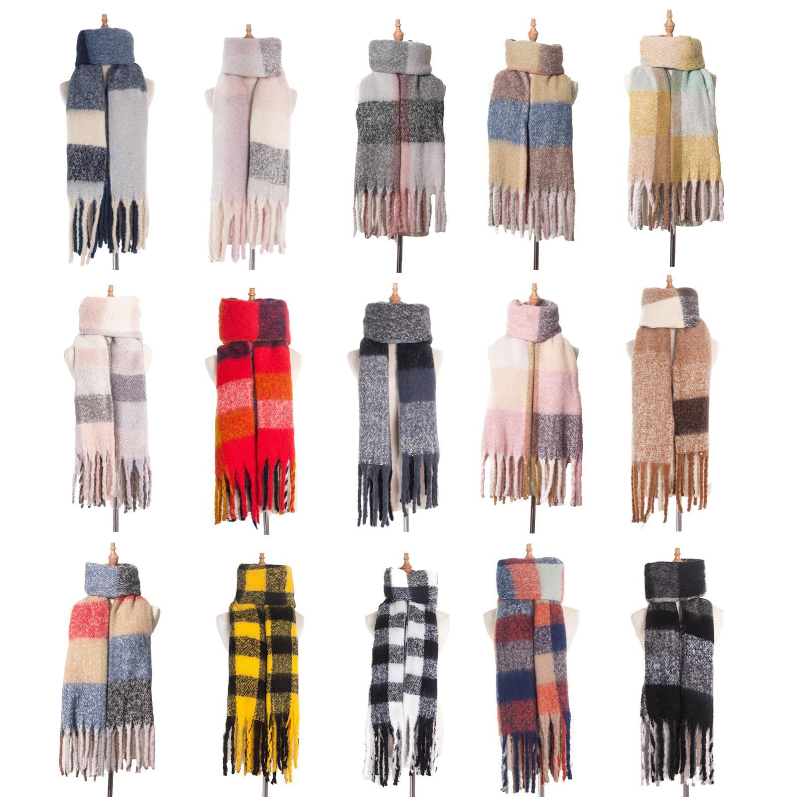 Women`s Plaid Blanket Winter Scarf Wrap Oversized Shawl Cape