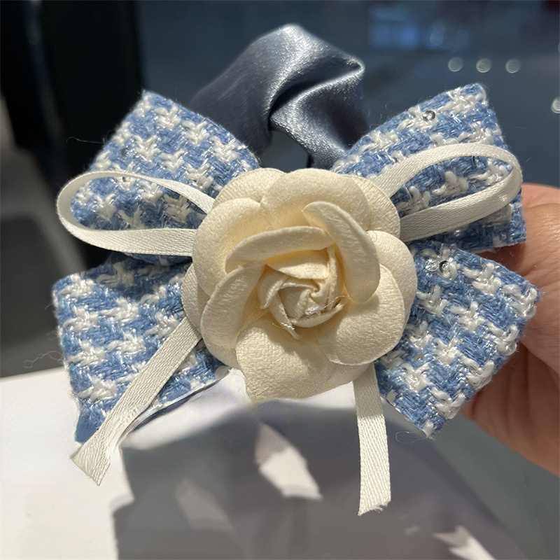 Koreanische Bowknot Blume Hahnen tritt Haar gummis Kopfschmuck einfache Kopfs eil Mädchen niedlichen Lederband Ring Cilps Mädchen Accessoires – Detail 13