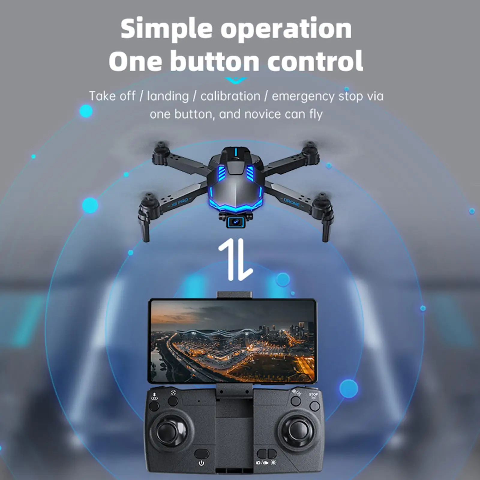 Portable RC Drone Quadcopter Kids Adults Gifts Altitude Hold Lightweight
