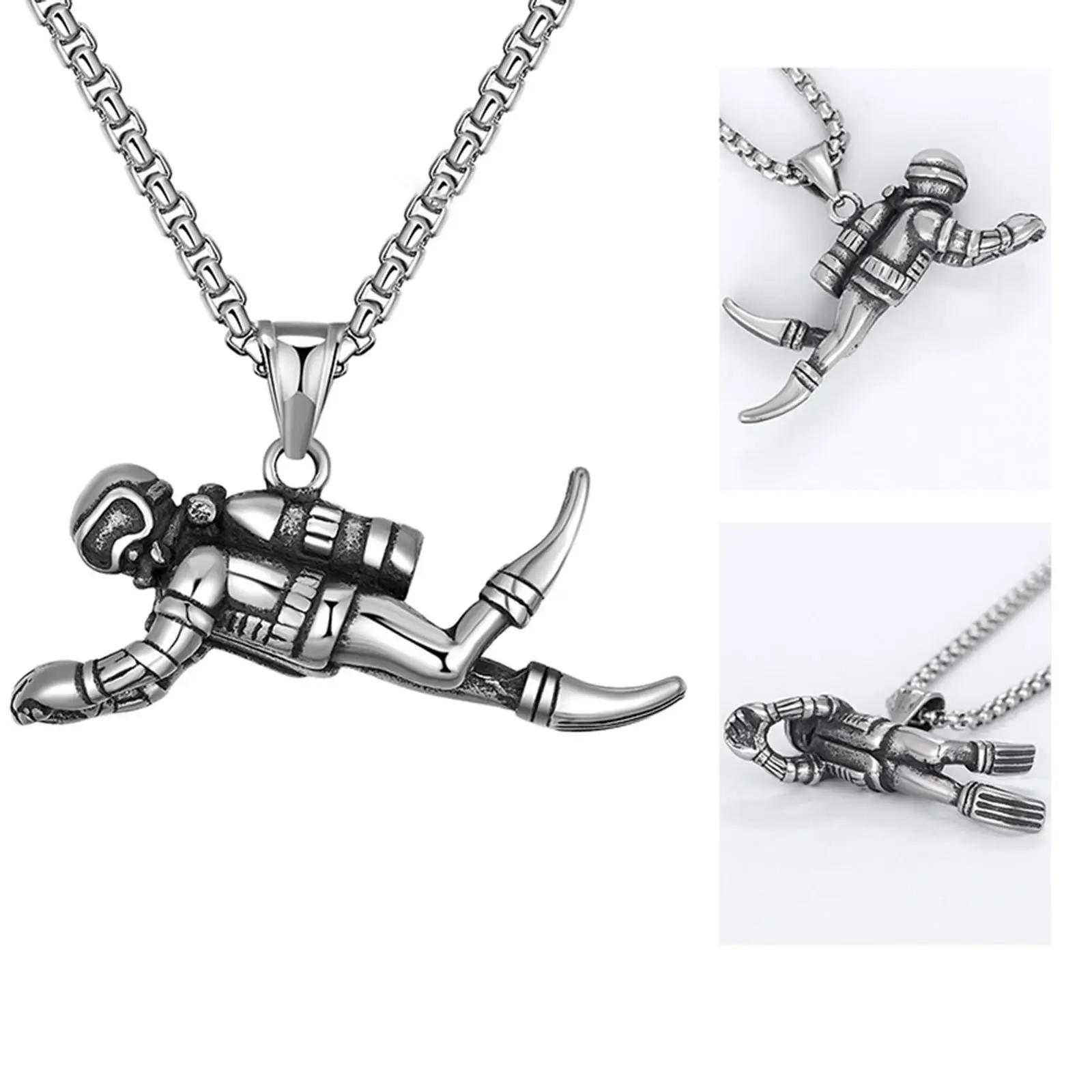 Fashion Diving Frogmen Necklace High Polished for Party Vacation Graduation Teen
