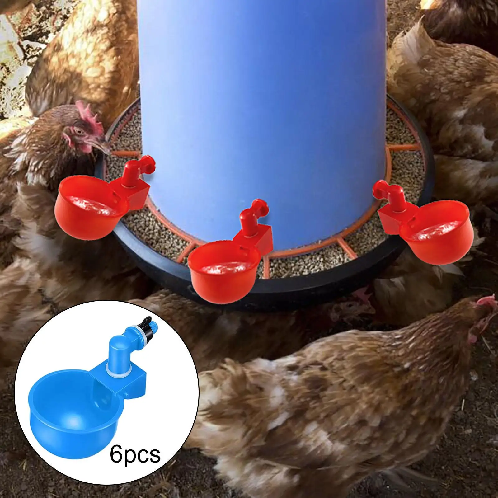 6x Chicken  Waterers Cups Watering Cups for Goose Ducks Poultry