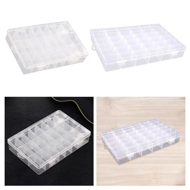 Adjustable 36 Grids Storage Box For Embroidery Floss Bobbins Cross