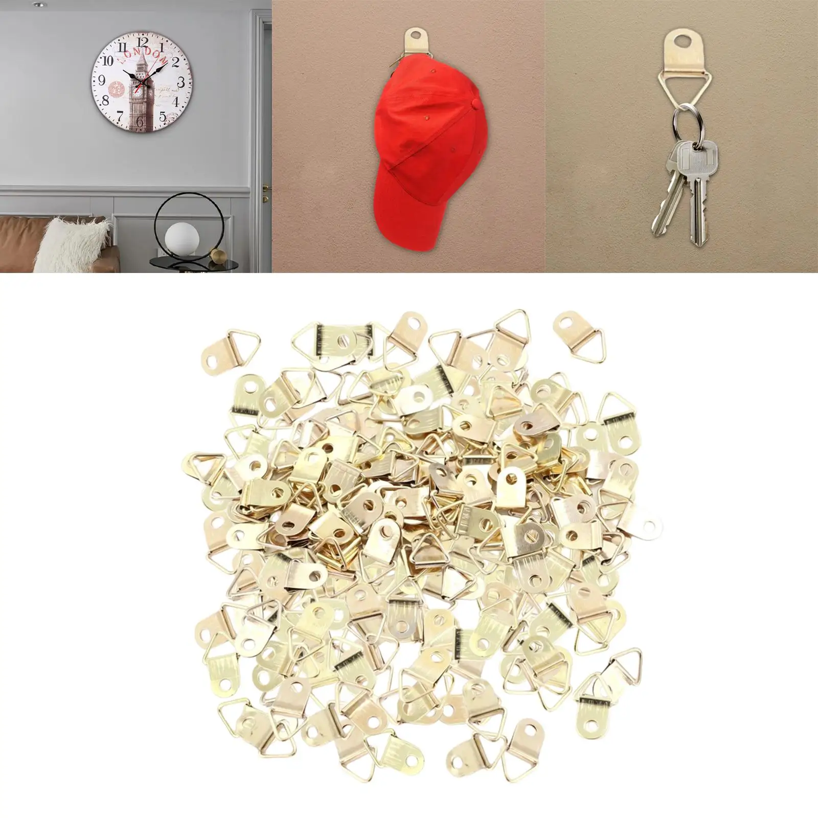 1000Pcs Triangle D-Rings Photo Frame Hangers Heavy Duty Art Work Oil Painting Hanging Hooks Fixing Fasteners Hardware