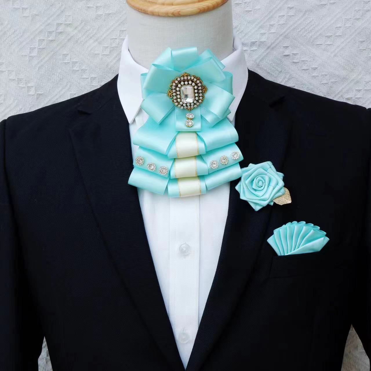 Männer Hochzeit Fliegen Brosche Set Männer Frauen Britischen Koreanische Business Formale Kleid Kristall Kragen Blume Luxus Original Schmuck – Detail 1