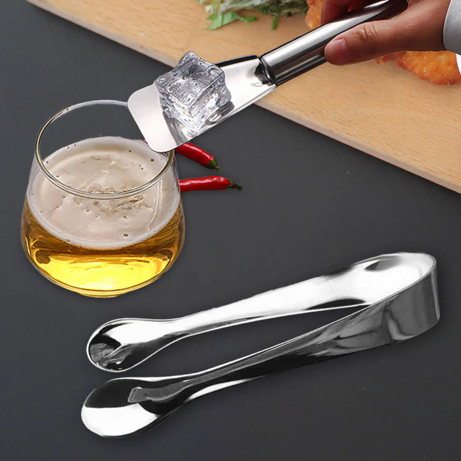 Ice Cube Tongs and Scoops Ice Clip Tool Food Clip Spade Multifunctional Portable Stainless Steel for Buffet Wedding Party Bar