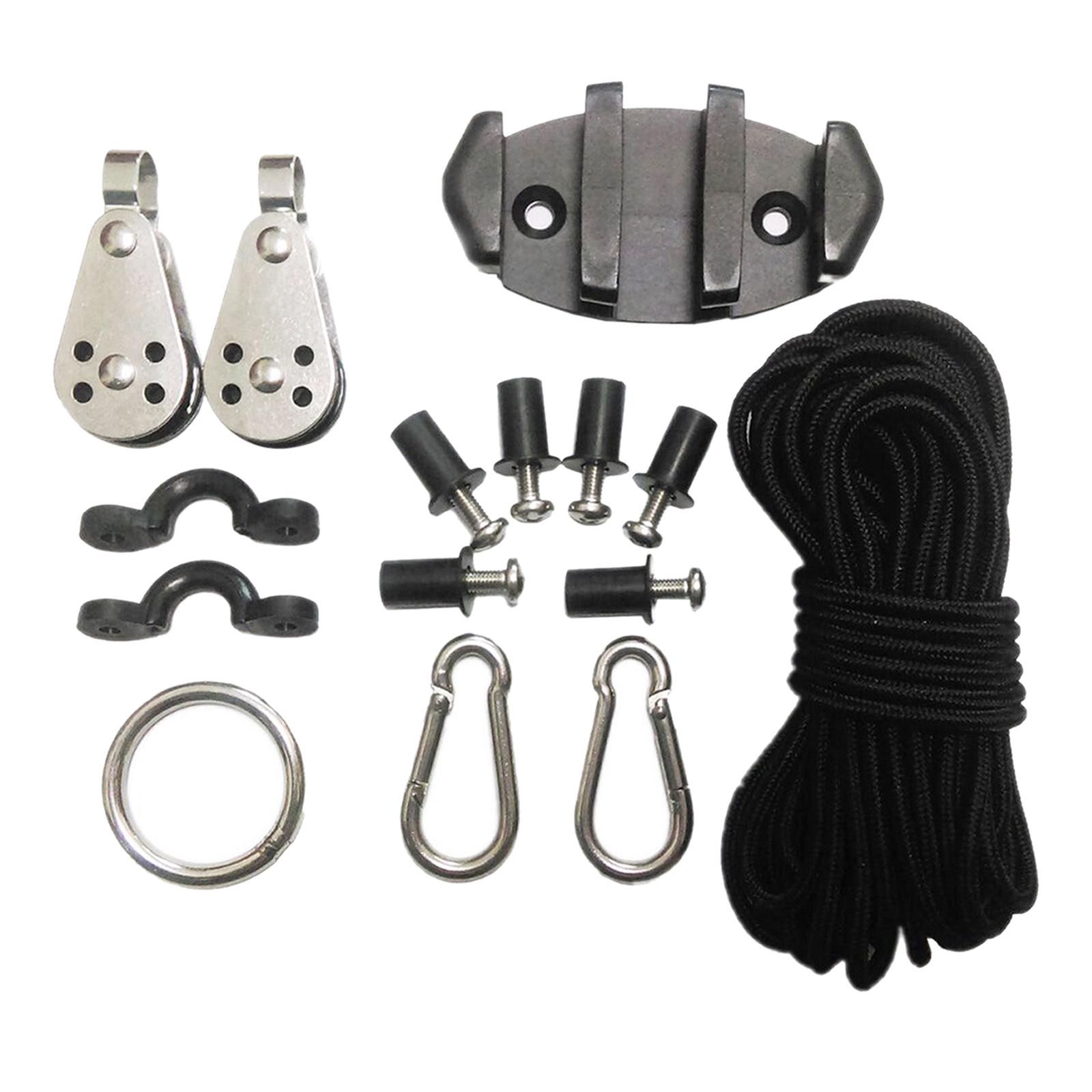 Kayak Canoe Anchor Trolley Cleat Rigging Pulleys w/ Rope