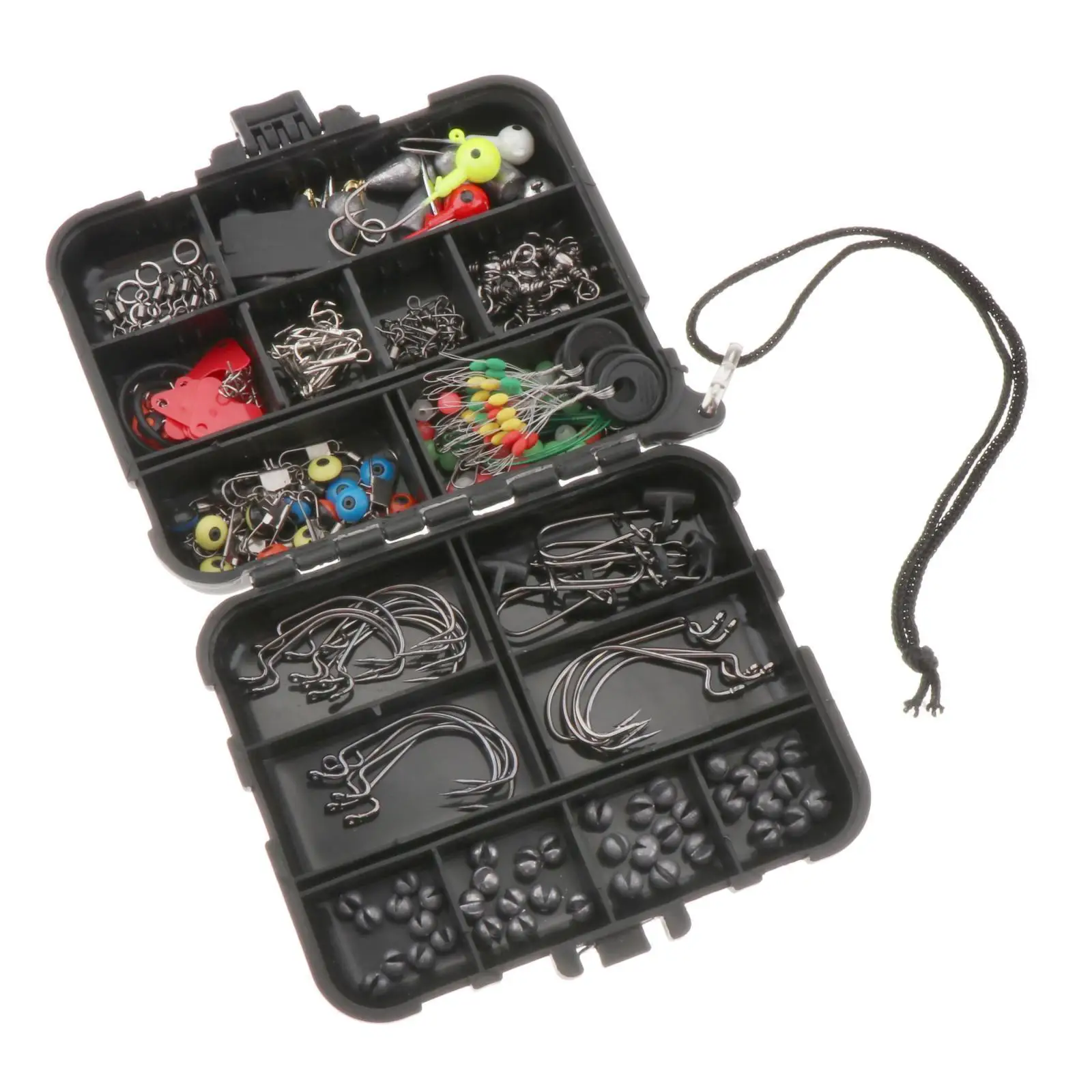 208Pcs Fishing Accessories Set with Tackle Box  Swivels Jig  Hooks