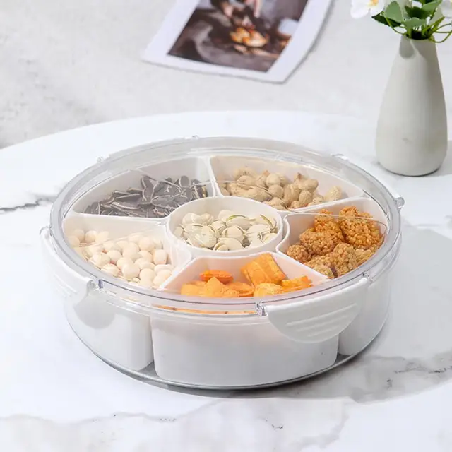 1pc Storage Containers, Veggie Tray With Lid, Divided Snack Box Container  With 4 Or 6 Compartments, For Party Serving Platter, For Fruit, Snack, Appet