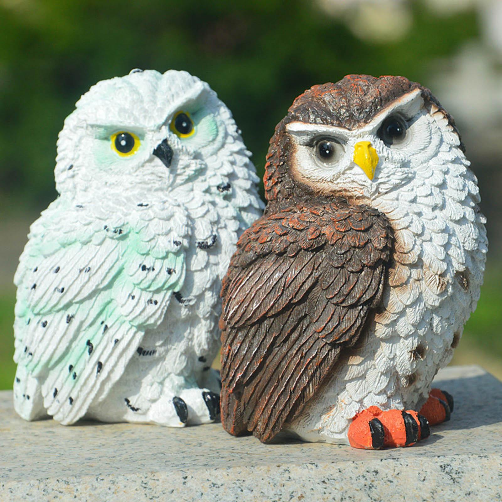 Resin Garden Owl Statue,Miniature Sculpture Housewarming Gift,Lawn Figurine Crafts Patio Outdoor Ornaments