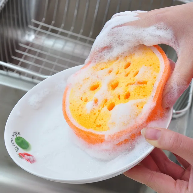 Cute Fruit Shape Thickened Sponge Dishwashing Wipe Washcloth Kitchen  Household Pot Brush Dish Sponge Kitchen Cleaning Tools