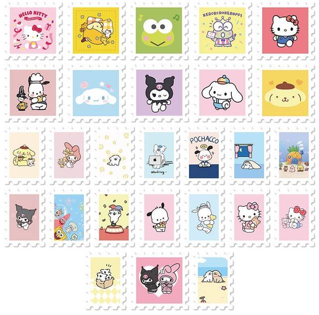 Vintage Hello Kitty Kerokerokeroppi mini stamp stickers —