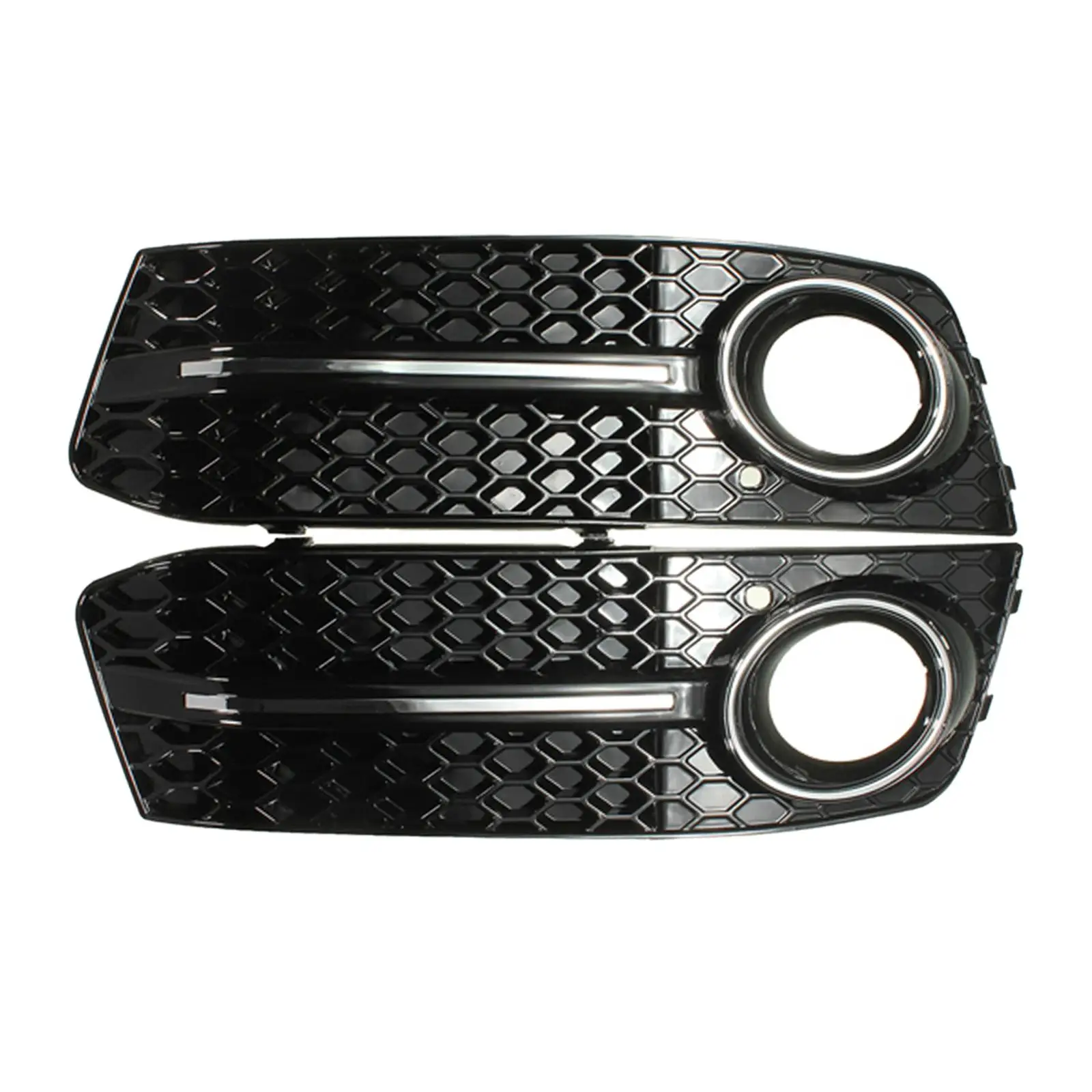 2x Light Cover Grille 8K0807681 Left Right Honeycomb Glossy Black for A4 B8 Replacement Durable