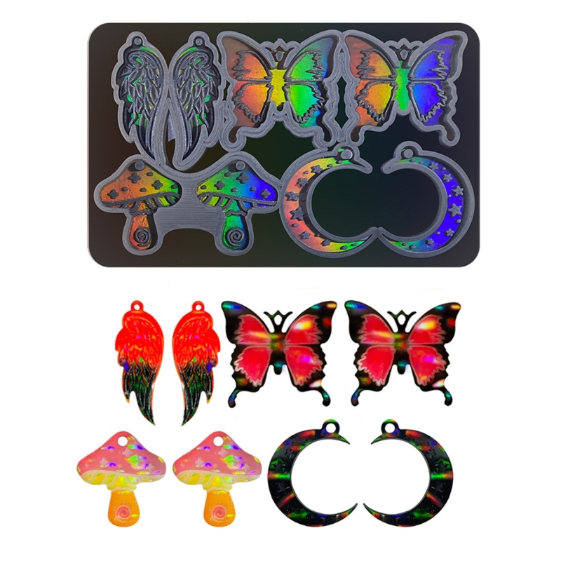 R3MC Resin Silicone Mold Light Shadow Butterflies Keychain Pendant Earrings Mould