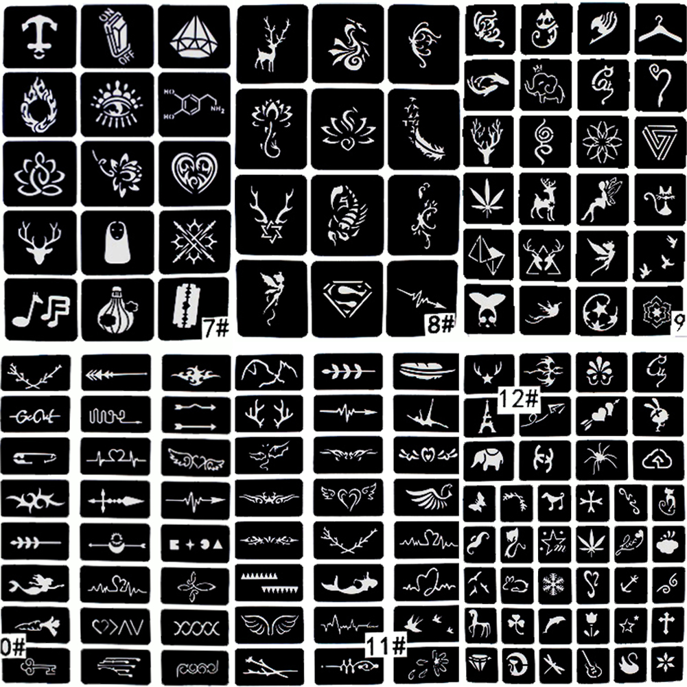 Best of 6 Types Option Small Glitter Tattoo Stencil Kids Cute Drawing Templates, Cat Flower Letter Airbrush Henna Tattoo Stencils Reviews & Tips