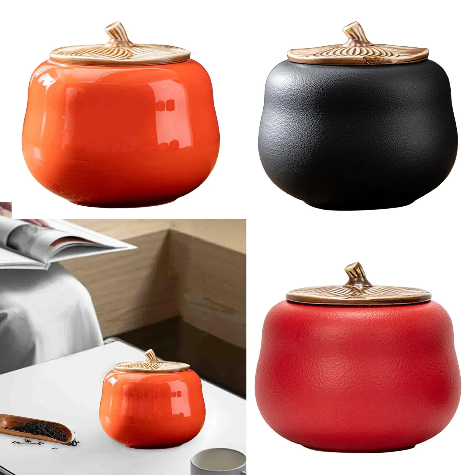 Airtight Food Container with Lid Portable Ginger Jar Ceramic 900ml food Storage Jars for Tea Countertop Sugar Farmhouse