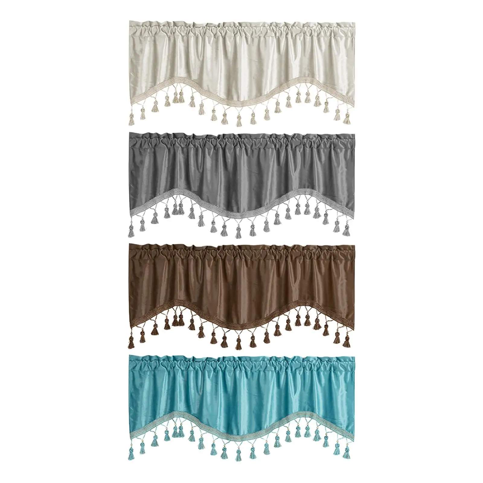 Rod Pocket Curtain Valance Window Tiers Kitchen Curtains Short Curtain for