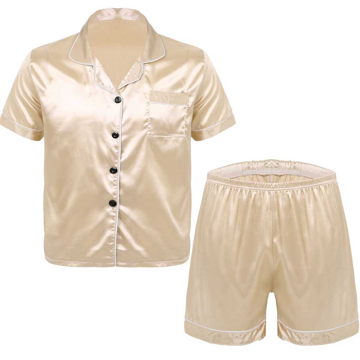 Title 33, Herren-Pyjama-Set aus seidigem Satin, Loungewea...