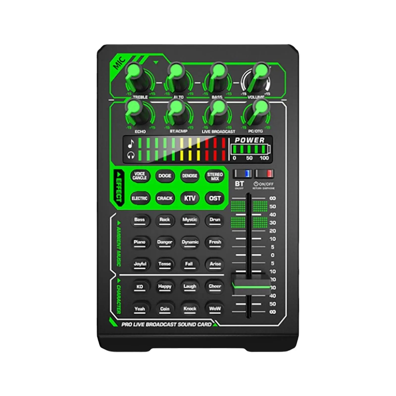 Live Broadcast Sound Card Plug and Play for Streaming Podcasts Studio Multiple Inputs Sound Mixer Board with 8 Control Knobs