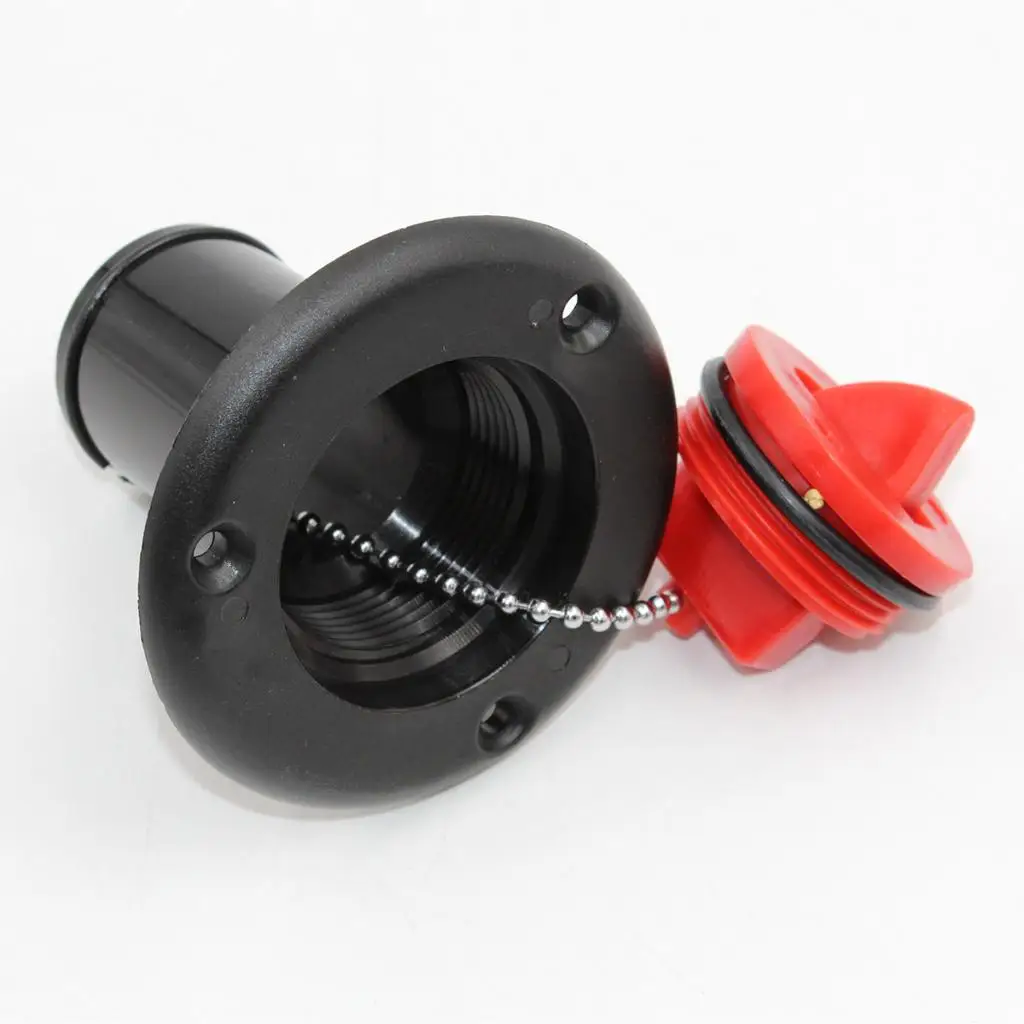 MagiDeal Black Nylon 38mm 1 1/2` Fuel Gas Deck Filler & Red Cap Flush Mount for Boat