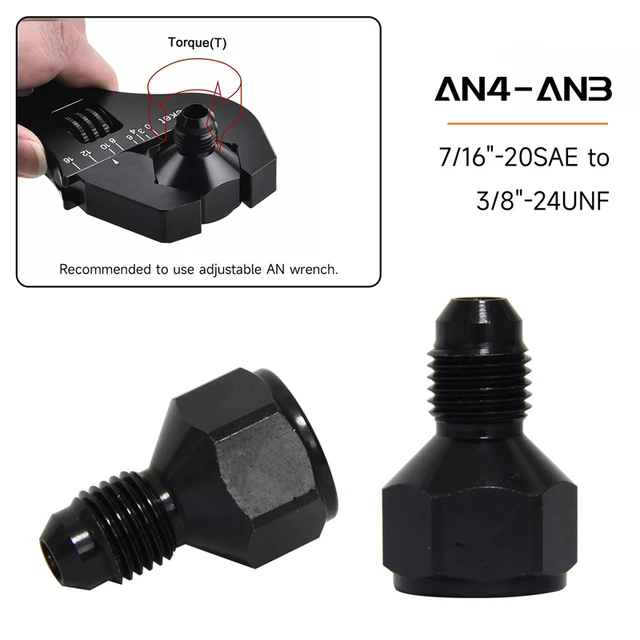 4AN Female To 6AN Male B-Nut Flare Expander Adapter Fitting With