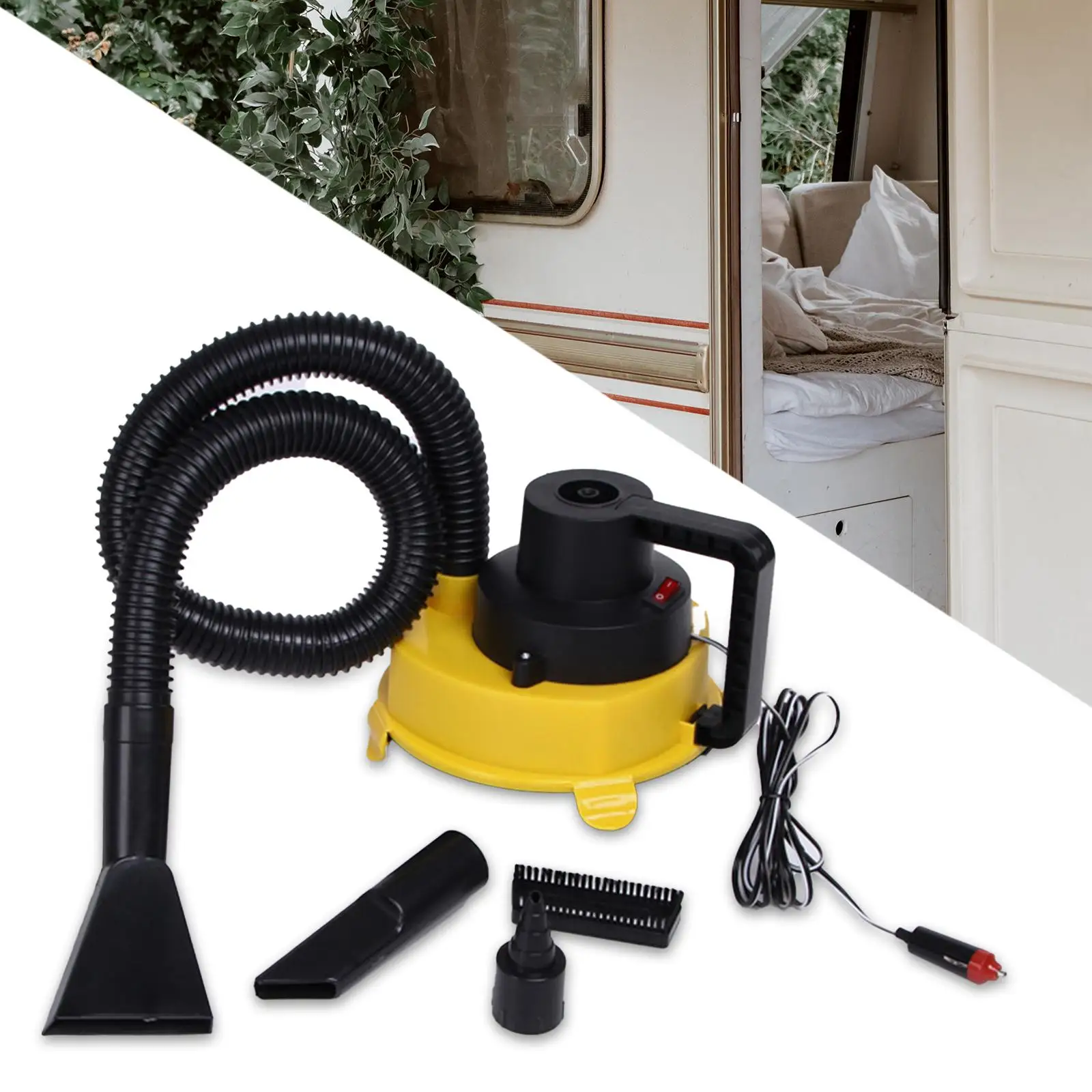 Car Vacuum Cleaner Quick Cleaning Portable Vacuum Cleaner Home Car Dual Use 12V Handheld Duster for Camper RV Vehicle Boat