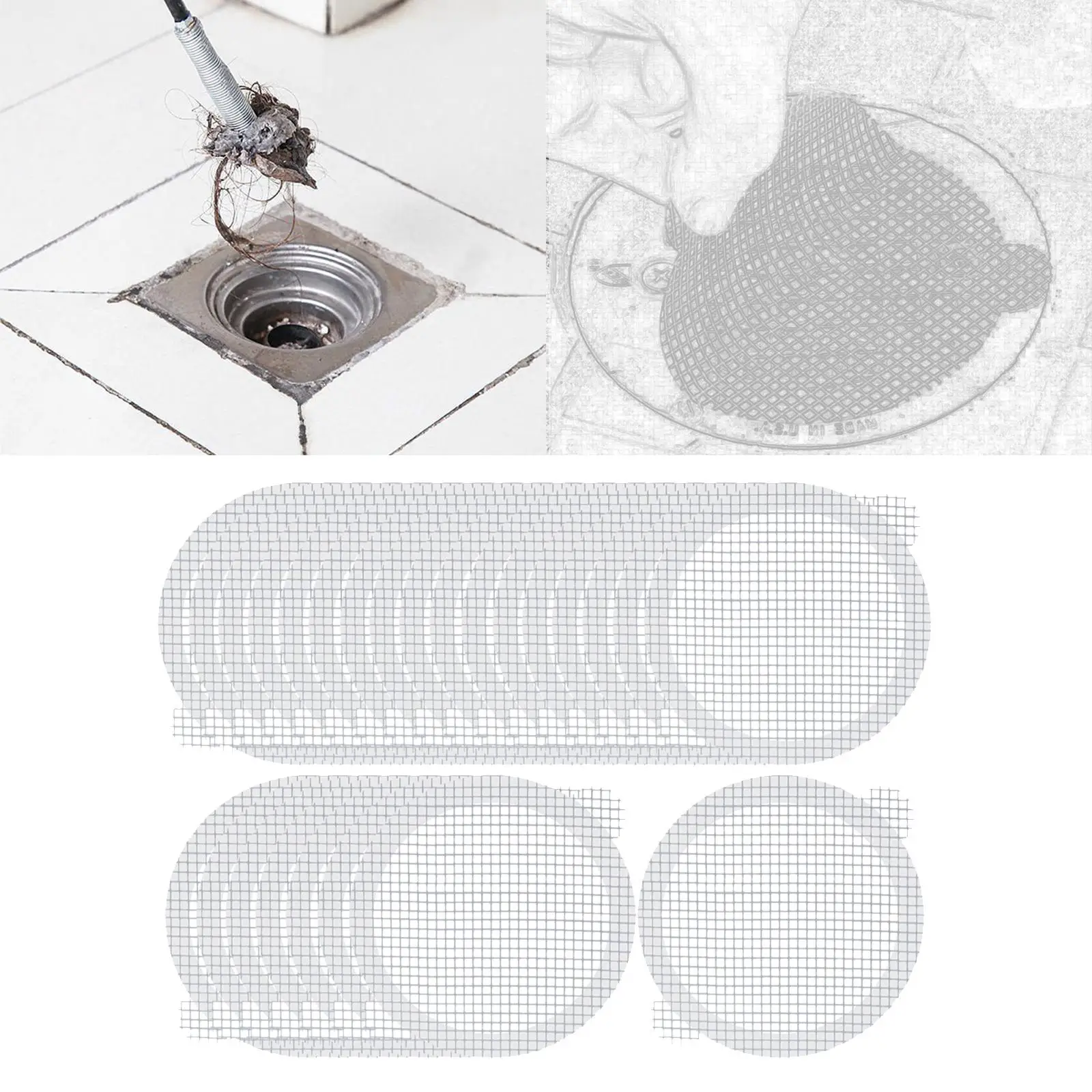 25x Shower Mesh Stickers Waterproof Portable Pets Shower Drain Cover Drain Sticker for Bathroom Sink Hotel Travel Bathtub