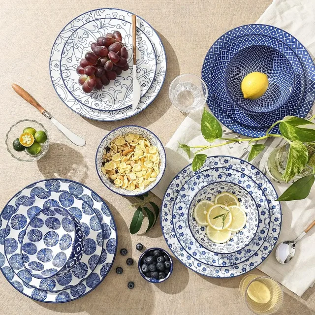 blue and white floral dinnerware