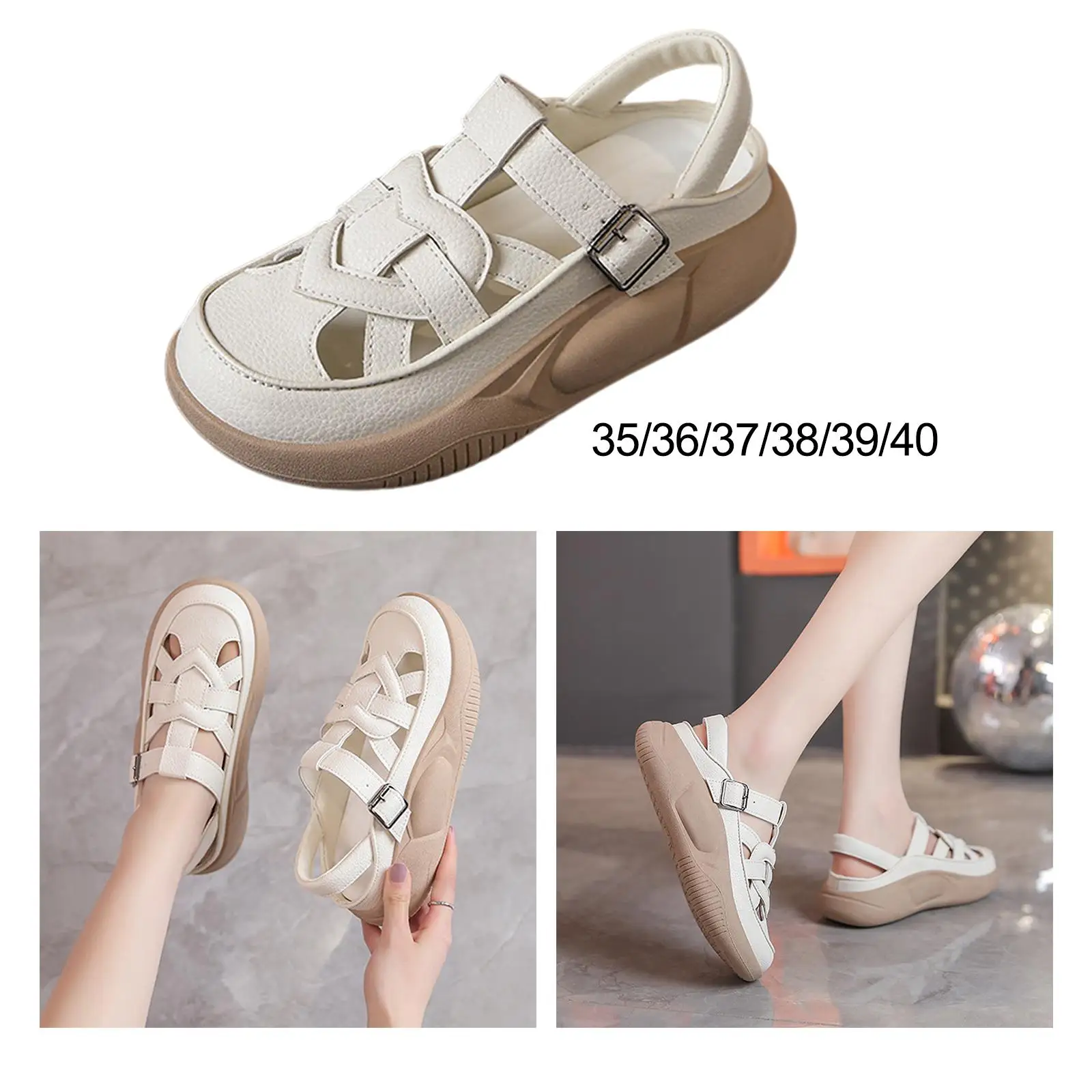 Women`s Summer Sandals Trendy Soft Closed Toe Casual Platform Sandals Slip on Sandals for Dating Beach Travel Activities