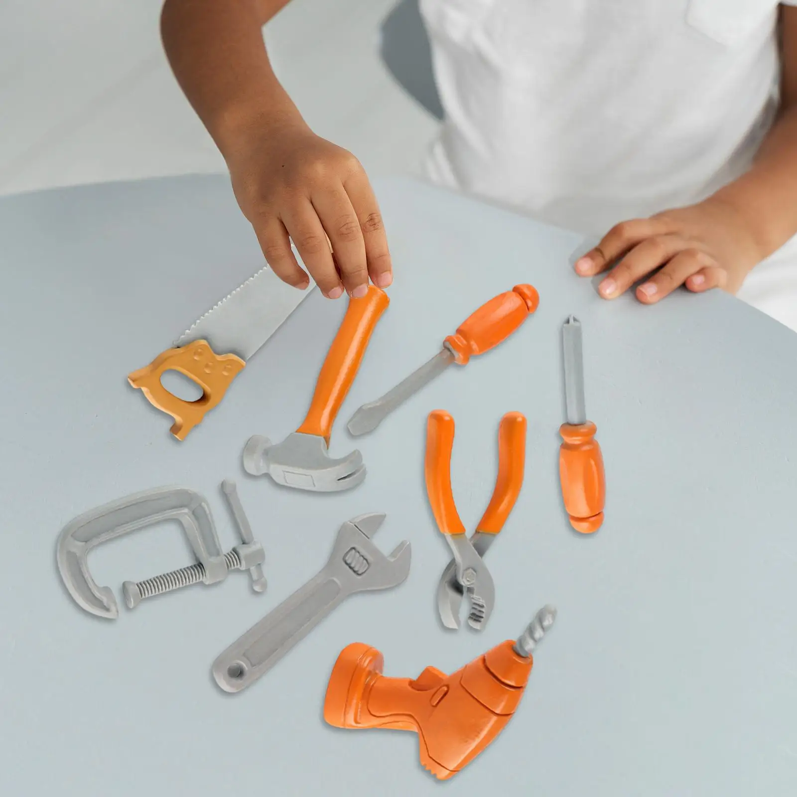 8x Pretend Play Tool Screwdriver, Wrench,Saw and Plier Set Montessori Play Tool Set for Kids Birthday Gift Preschool