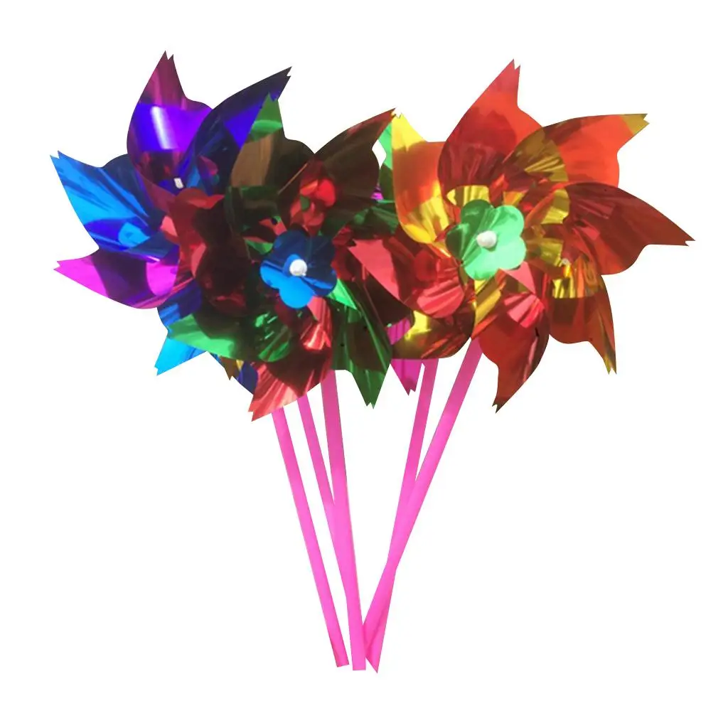Pack of 100 Pieces DIY Shiny Sequins Windmill Pinwheel Crafts Kids Toy