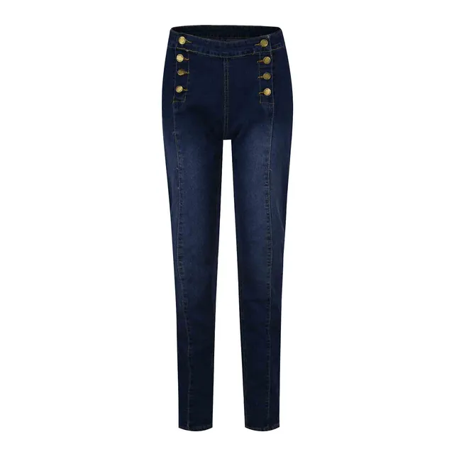 Summer Women'S Button Slim Front And Back Pocket Zipper Design Leggings Leg  Work Pants Denim Trousers Baggy Jeans Women'S Pants