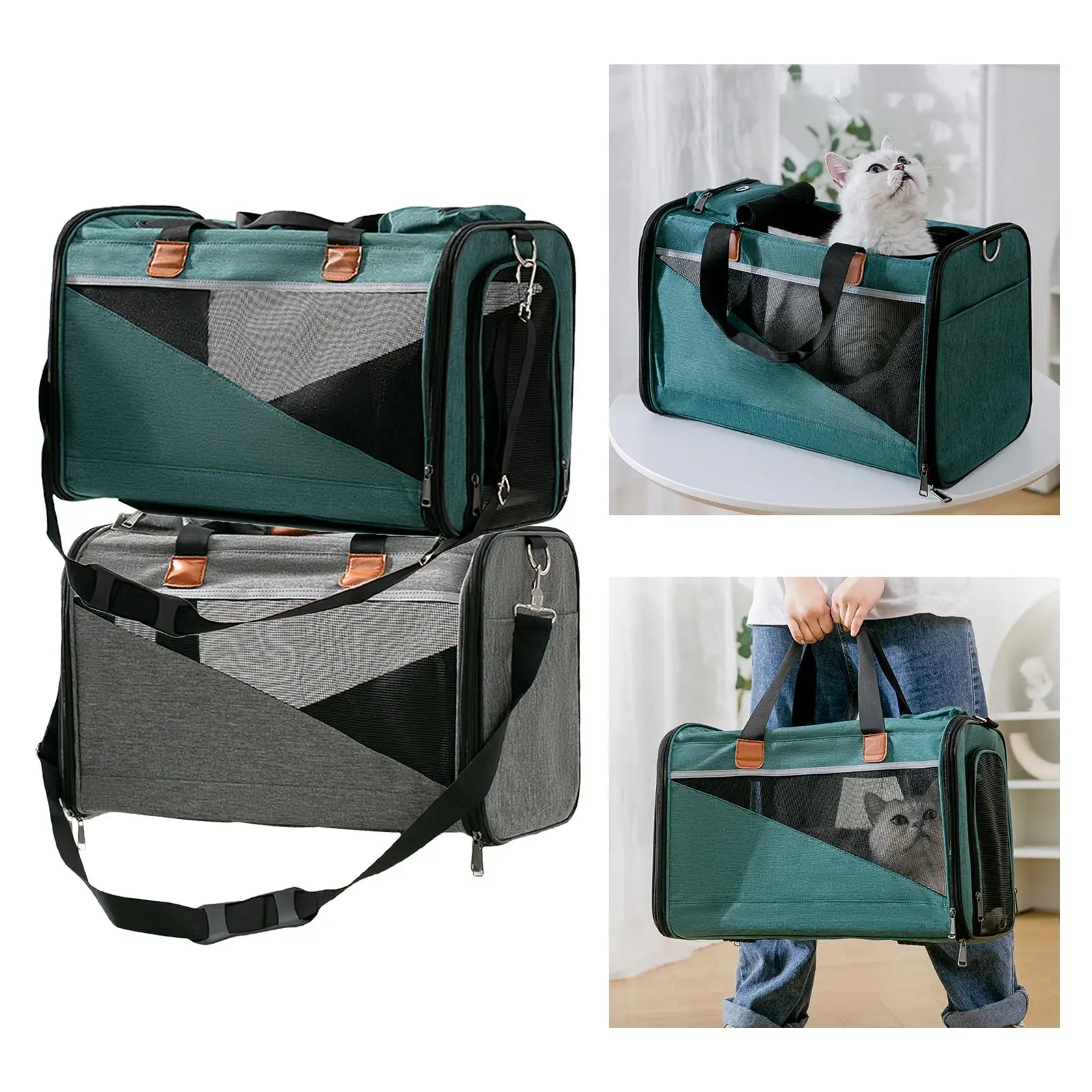 Pet Travel Carrier Cat Carrier Ventilated Lightweight for Small Medium Cats Easy Cleaning Breathable Mesh 19.3x10.8x12.4inch