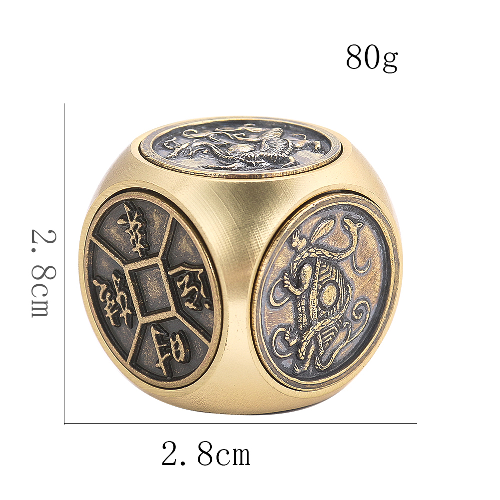 1PC Sechs Seiten Beast Transfer der Waren Reines Kupfer Dekompression Würfel Hand Stück von Artefakt Ziehen Reichtum Feng Shui Ornament – Detail 1