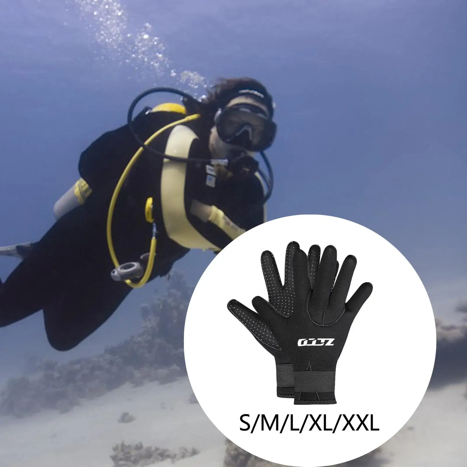 3mm Neoprene Wetsuit Gloves Cold Proof Wear Resistant Diving Gloves for Kayaking Black