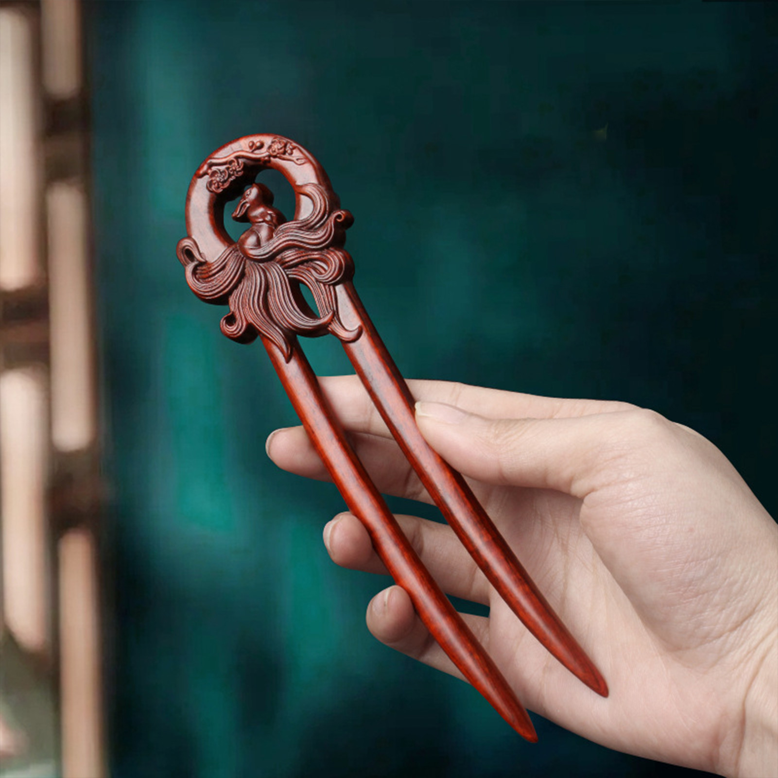 Retro chinesische Haar Essstäbchen Stifte einfache U-Form Palisander Haar Gabeln Brötchen halter für Frauen Mädchen und Friseursalon – Detail 1