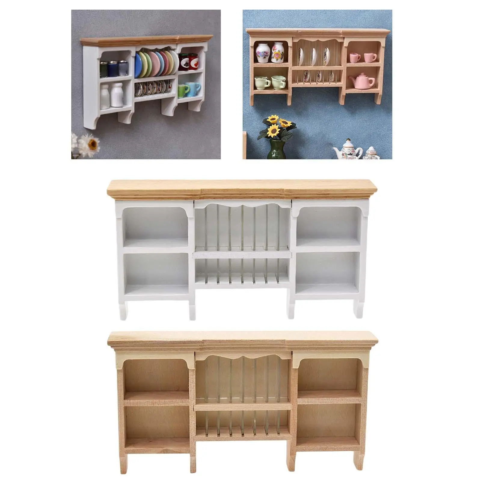1/12 Scale Doll House Furniture Ornament Simulation Decor DIY Fitments Wooden Mini Hanging Cabinet for Dollhouses Accessories