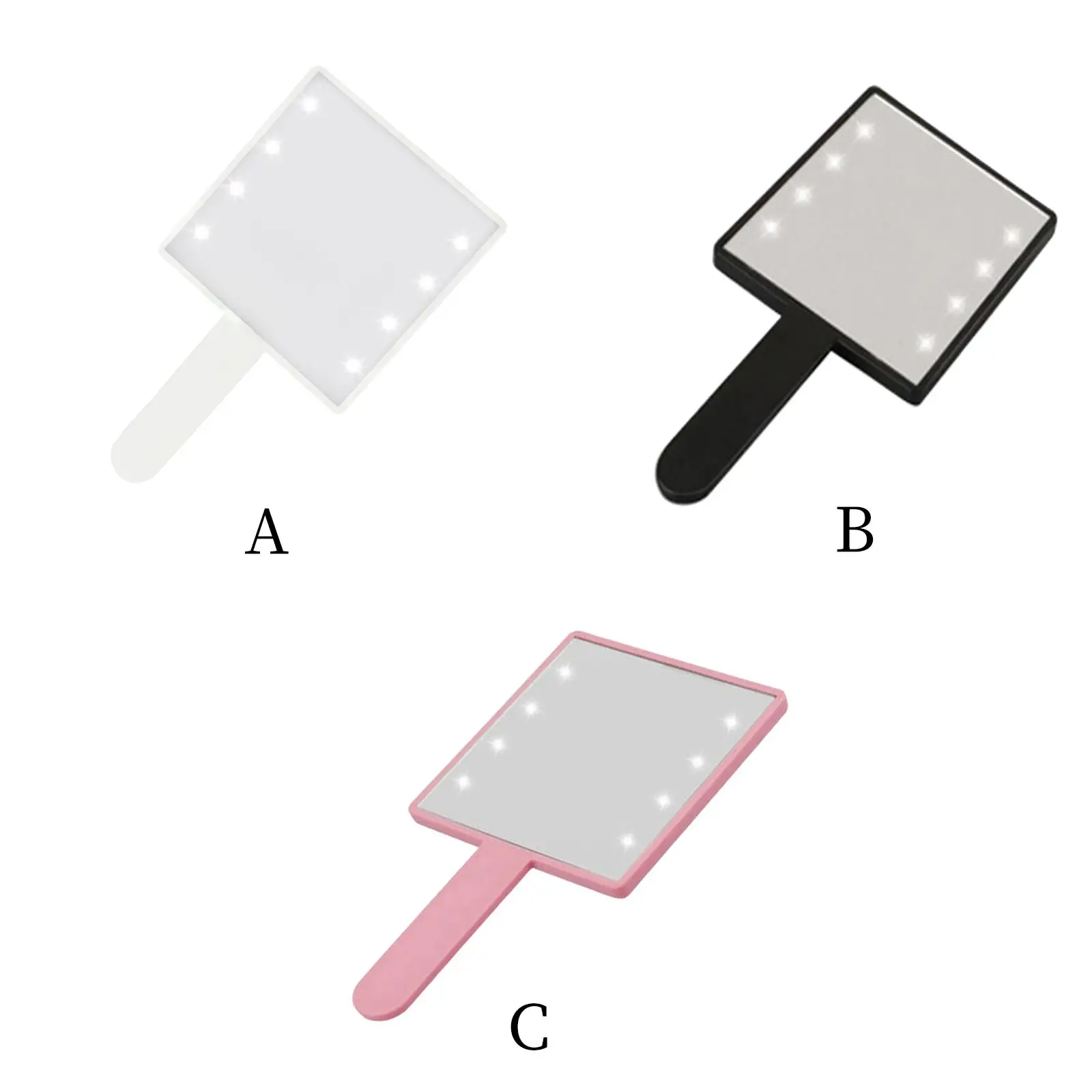 Makeup Mirror with LED Light, Gift for Woman, Vanity Mirror, Handheld Travel Makeup Mirror, Square Compact Portable, for Home