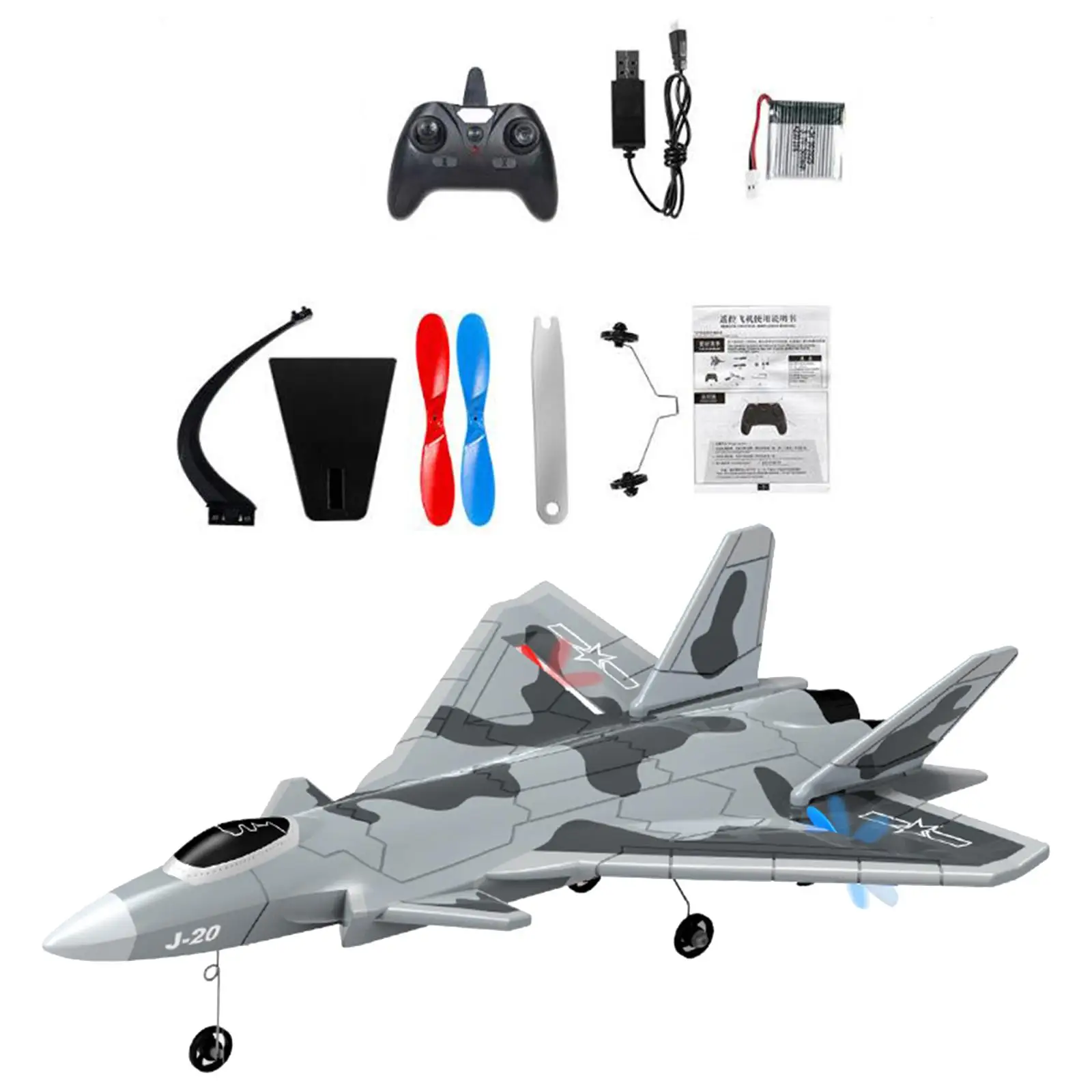 1:72 Scale RC Plane Ground Glide and Manual Take Off 2 Channel Simulation with Display Stand Jet Fighter RC Glider Ready to Fly