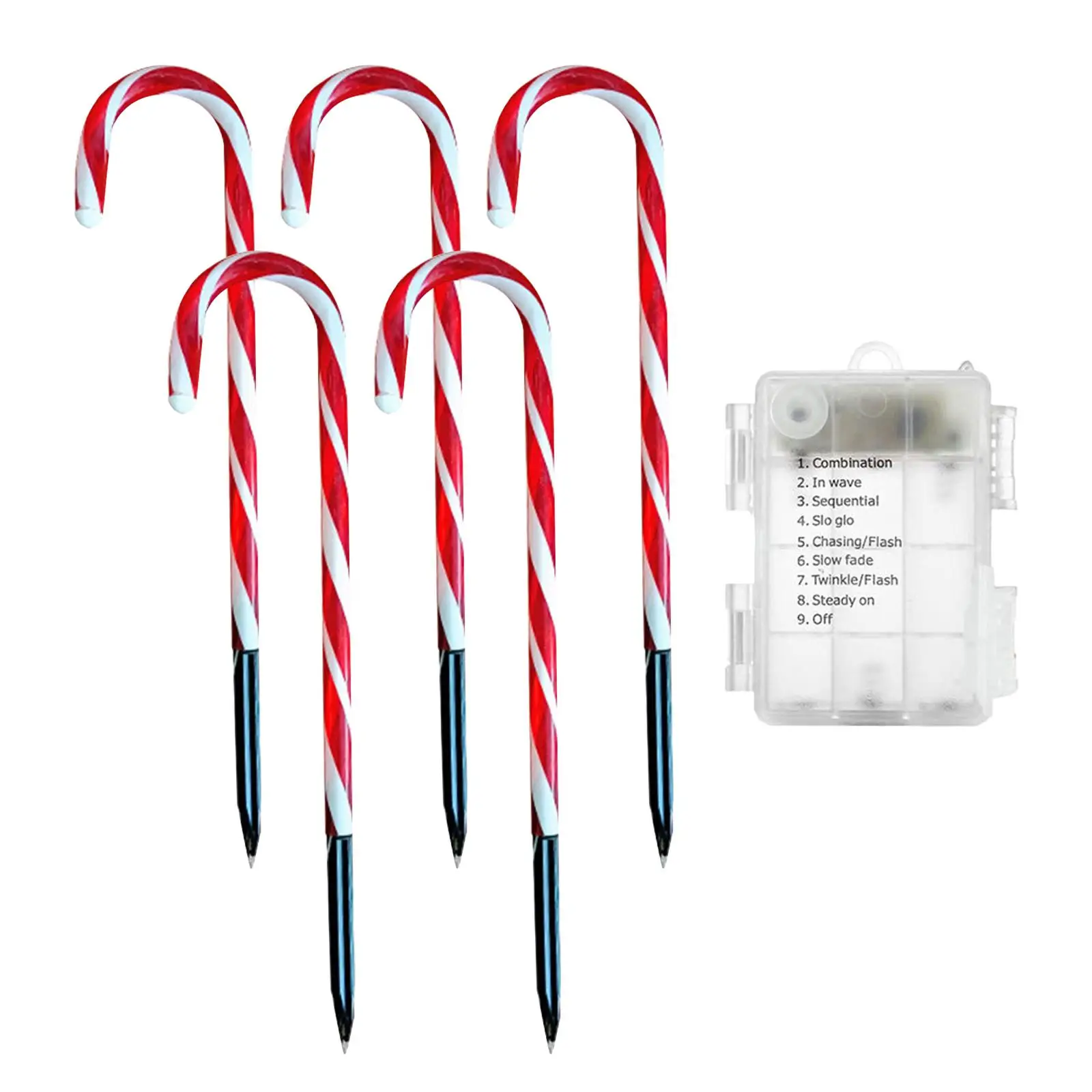 Christmas LED Lamps Waterproof Crutch Light Ornaments Fairy Lights Candy Cane Battery Operated Lights for Outdoor Yard Backyard