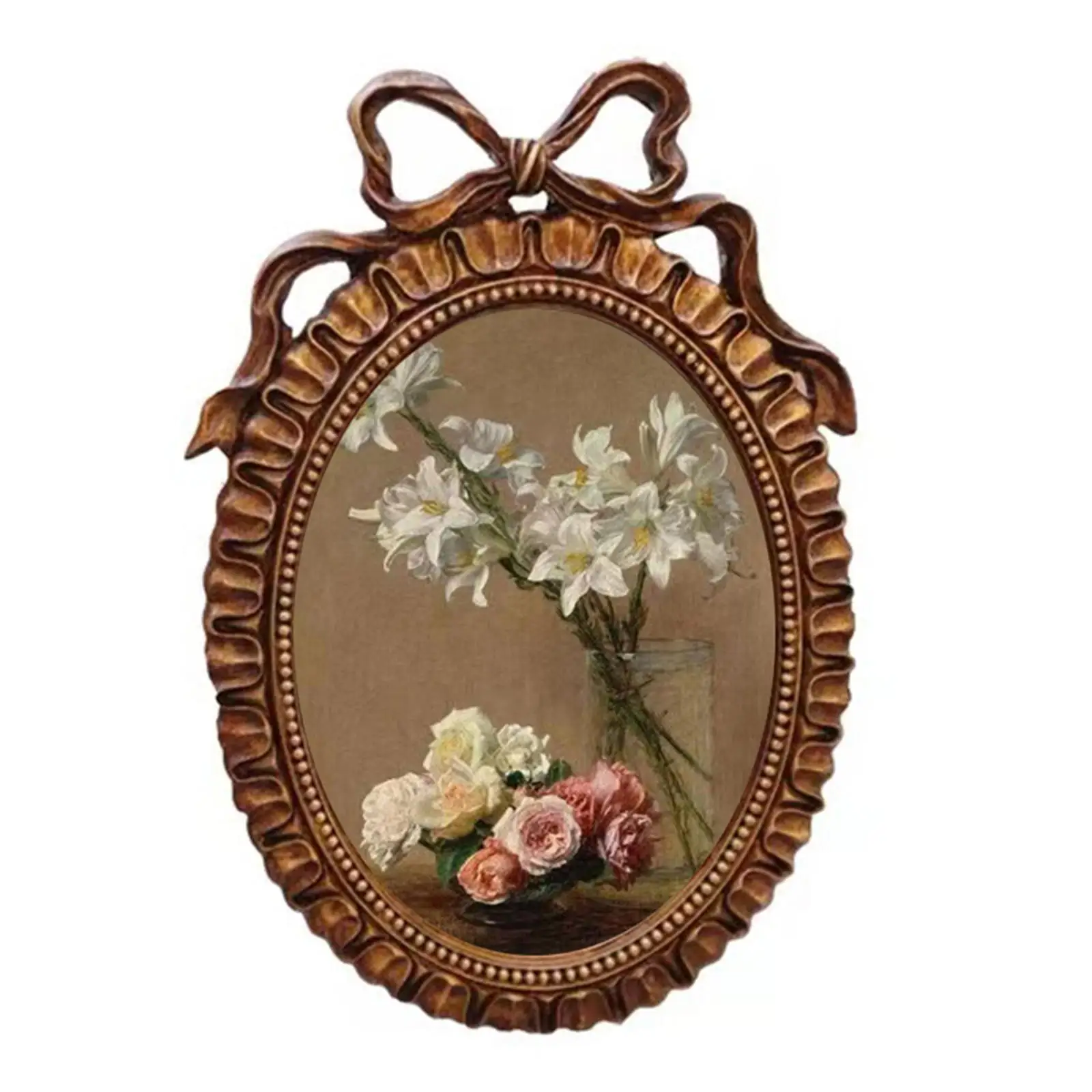 Old Fashioned Antique Oval Resin Photo Frame, Wall Mounting for 4.7x7inch Picture Decoration Home Decor Photo Gallery Art Luxury