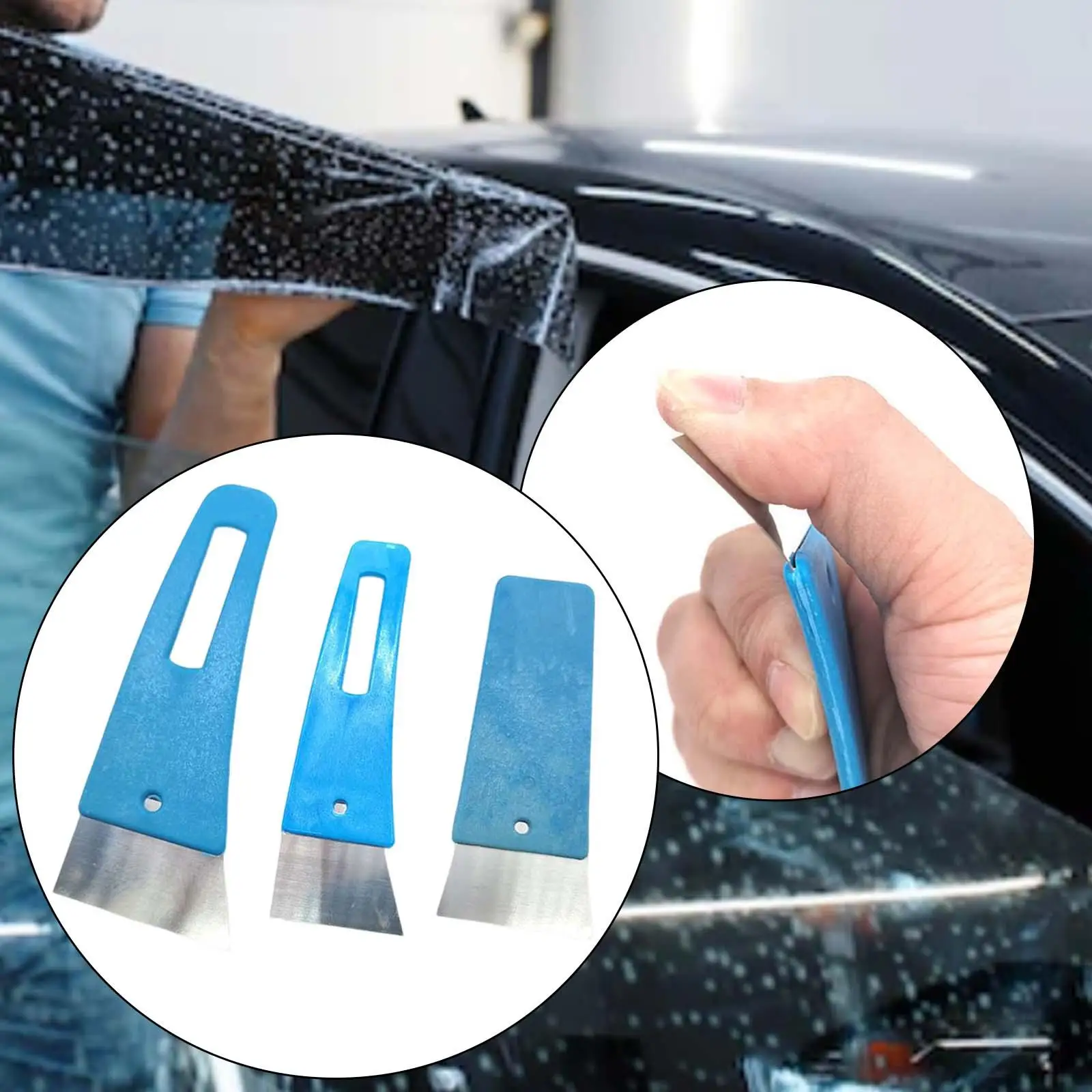 3 Pieces Car Window Film Scraper Squeegee Set Pushing Out Bubble Lines Improving Efficiency Cleaning Durable Comfortable Grip