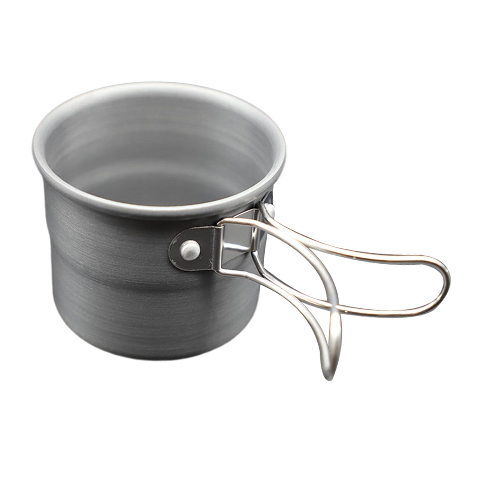 Camping Cup Water Cup with Folding Handles Pot Coffee Mug Aluminium Lightweight Portable for Outdoor Cooking Touring Trips