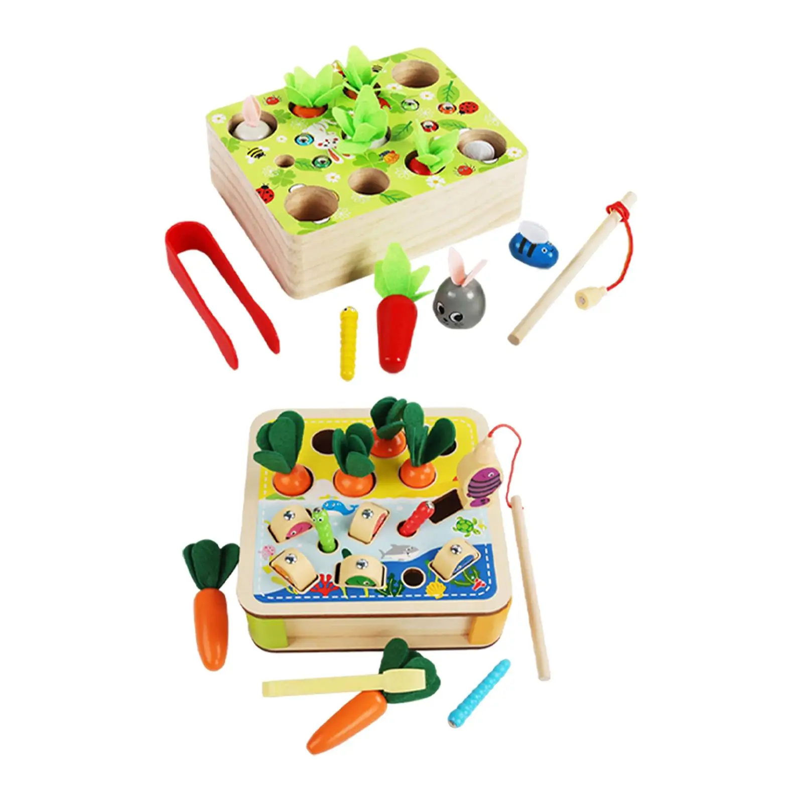 Wooden Pulling Radish Toys Interactive Toys Preschool Learning Toys Education Matching Game for Toddler Baby Holiday Gifts