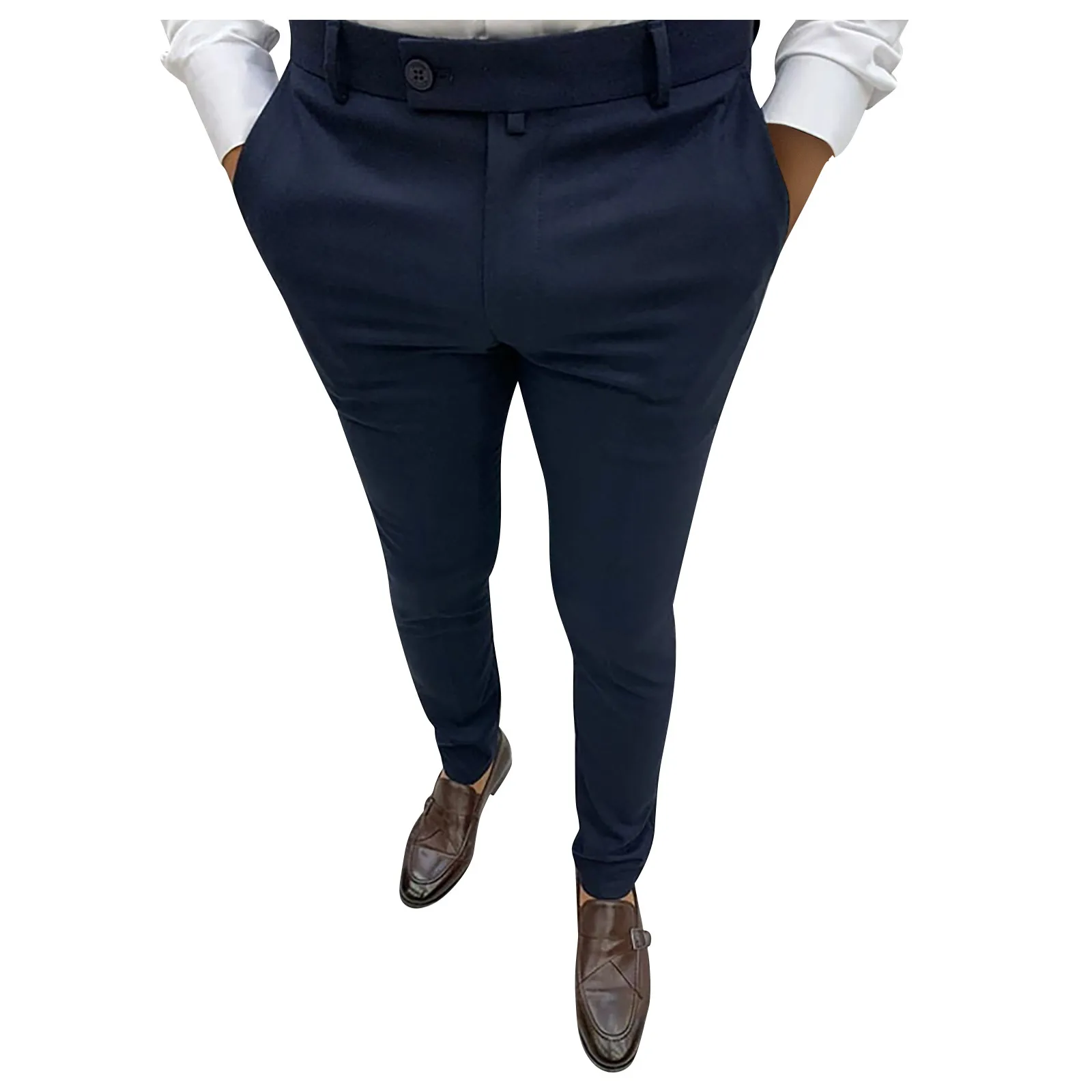 Calça casual masculina formal, slim fit, monocromática,