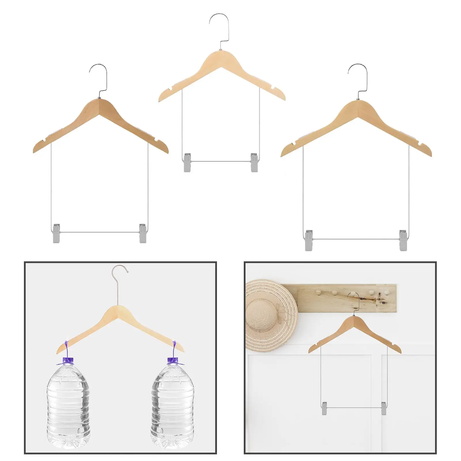 Wooden Suit Hangers Closet Clothes Organizer 360 Degree Swivel Hook Non Slip