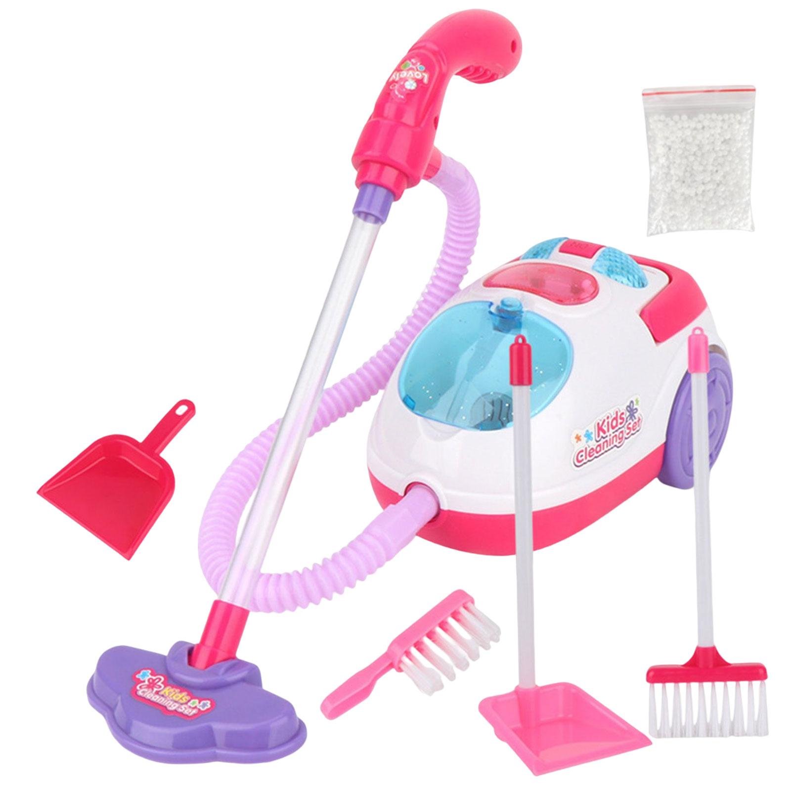 Home Pink Vacuum Cleaner Set,Pretend  House Cleaning set with Lights for Kids Ages 3 and Up