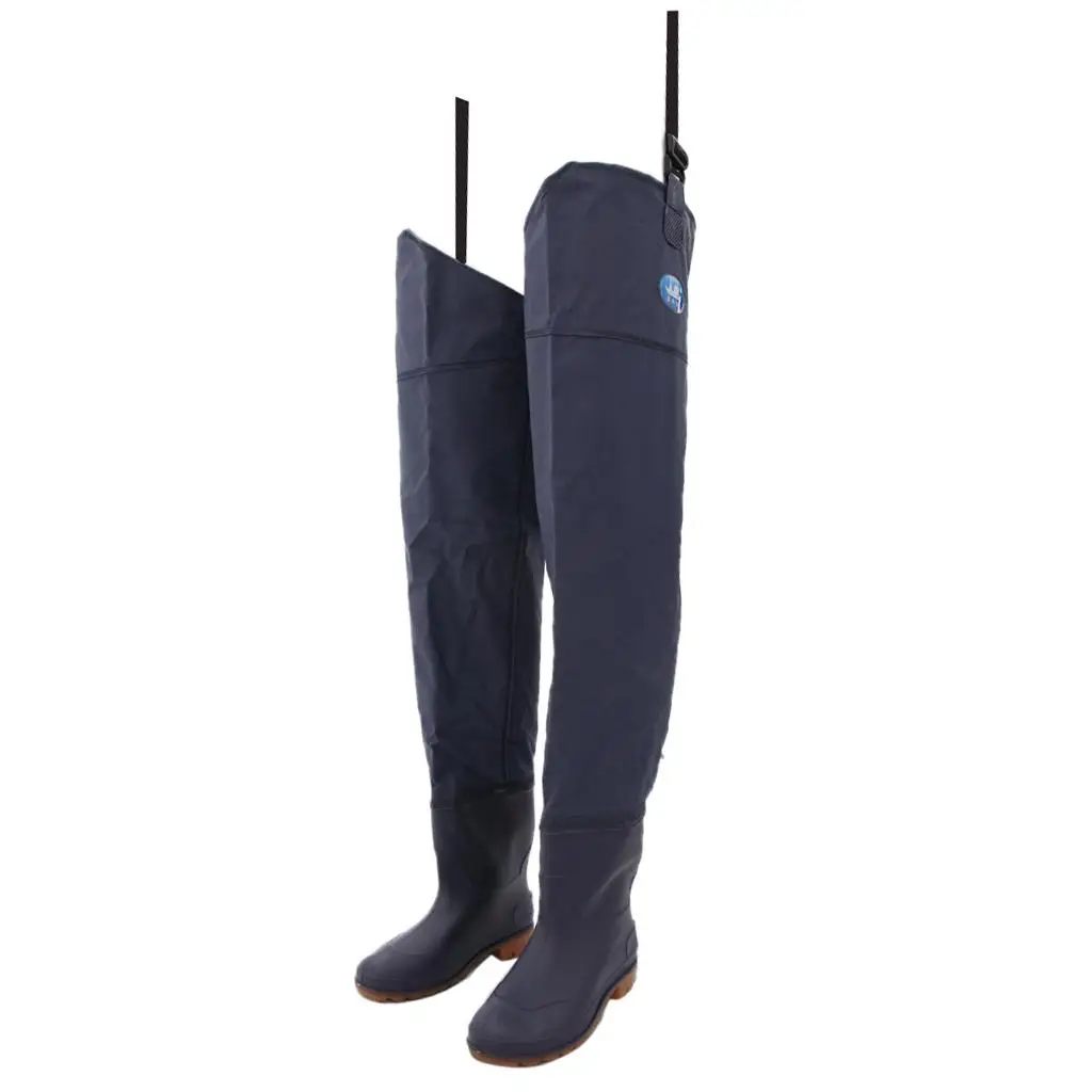 Durable Fishing Wader Farming Pants Boots Waterproof PVC Material Blue
